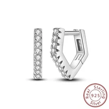 MULA S925 Sterling Silver Hoop Earrings Clear AAA CZ Pentagon For Women Jewelry