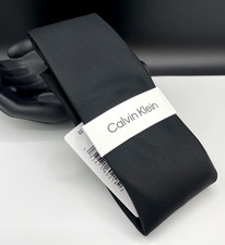 Calvin Klein Men's Polyester Tie  Black  Silver Spun Solid  NEW MSRP: 69.50