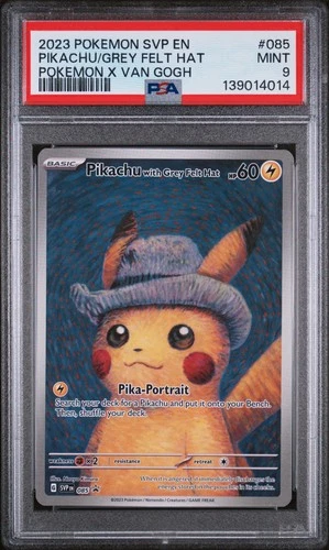 2023 POKEMON SVP EN-SV BLACK STAR PROMO #085 PIKACHU WITH GREY FELT HAT PSA 9