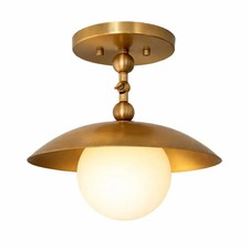 Handmade Brass Flush Mount Ceiling Light   Mid Century Modern Globe Ceiling Fixt