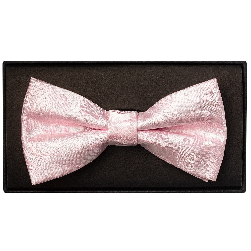 Blush Pink Paisley Handmade Mens Bow Tie Wedding Bow Tie Pre Tied Bow Tie