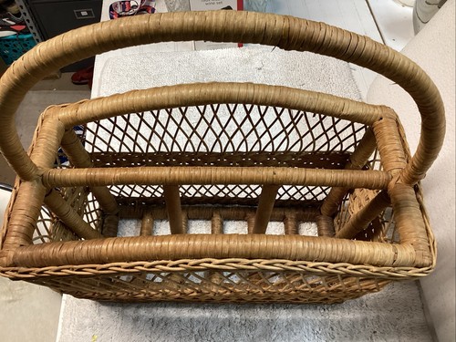 Portariviste vintage in legno curvato porta dischi bambù manici boho 19” MCM - Foto 8 di 20