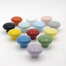 10Pack Ceramic Cabinet Knobs, 1.26Inch/32mm Green Round Drawer Dresser Knob P...