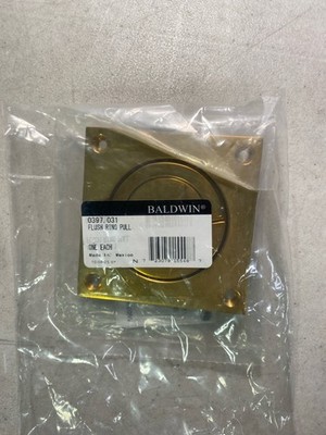 Baldwin 0397031 3.5'' Solid Brass Flush Ring Pull - Non-Lacquered