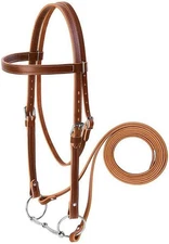 Weaver Leather Draft Horse Riding Bridle with Snaffle Bit & Reins