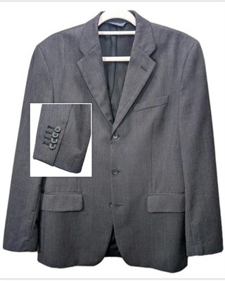 Vtg Banana Republic 100% Wool Suit Jacket 40R Gray Tailored 3 Button Egypt 2006