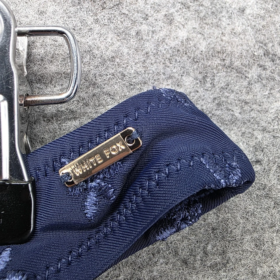 Parte inferior de bikini de natación de zorro blanco para mujer mediana azul marino tanga floral bordada Foto 4 de 4