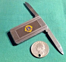 Vintage Imperial Stainless Steel Lions International Club Logo Knife & File Clip