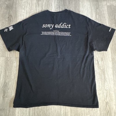 Sony Addict Black Men's Graphic T-Shirt Logo Text Graphic Print Size XL