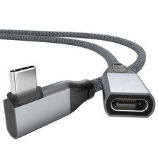 USB-C Extension Cable Right Angle 0.3M/1FT, 90 Degree 3.2 1ft, grey