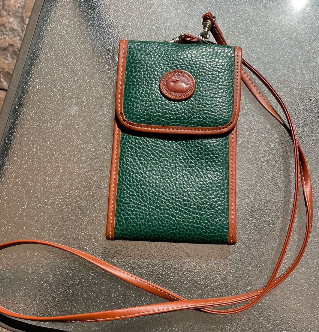 Vintage Dooney and Bourke Green Pebbled Leather Crossbody Phone