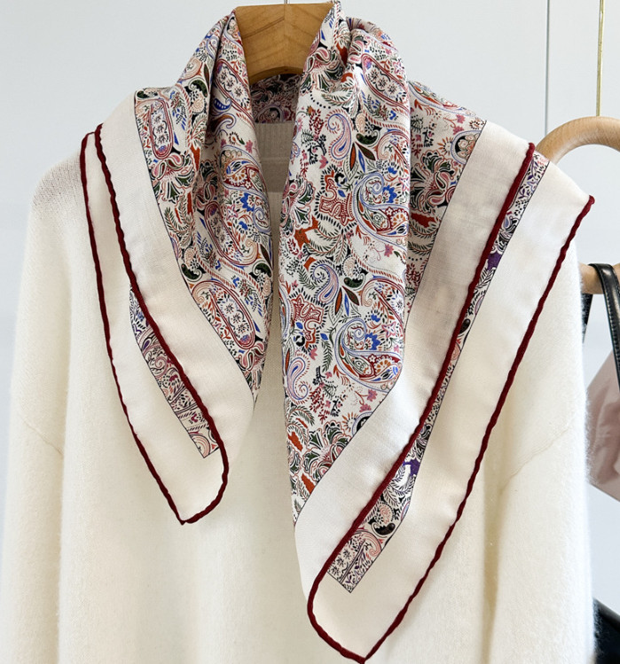 Cashmere Silk Scarf Cashew Print Bandanna Wrap