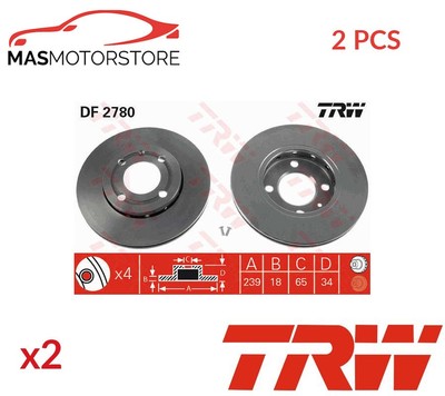 BREMSSCHEIBEN SATZ PAAR VORNE TRW DF2780 2PCS A FÜR VW POLO,LUPO,GOL V