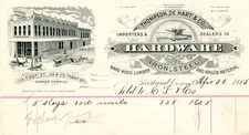 Portland Oregon Thompson & De Hart Hardware orig 1885 Graphic Billhead Receipt