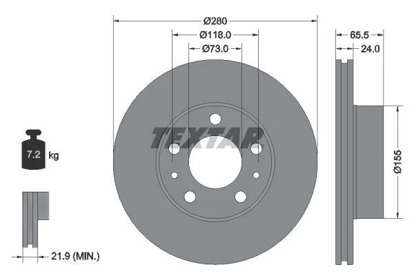 TEXTAR Brake Discs Rotors & Pads Front Braking Service Set Fits Fiat Ducato - Image 4 of 4