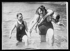 Photo:Junior Red Cross Life Savers 1920 Beach Rescue Boy Carried in Water