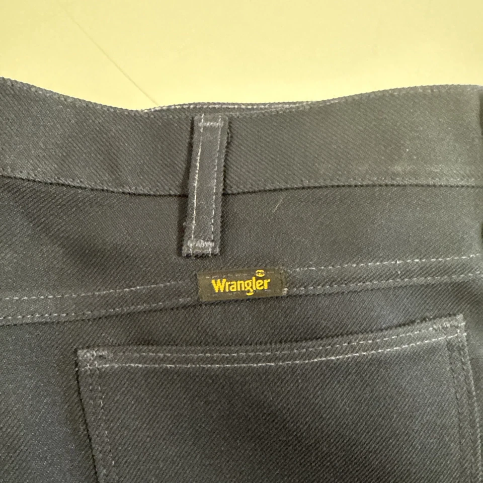 Vintage Wrangler Chino Pants Mens 38X32 Blue Polyester Bootcut USA Made 70s 80s - Image 3 of 4