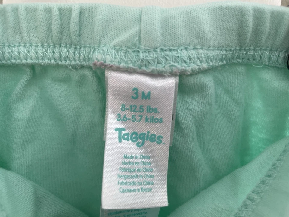 Taggies Bebé Niñas Lindo Rosa Critter Footie Algodón Pull On Pantalones Azul Claro 3M Foto 2 de 4