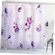 Rose Shower Curtain, Floral Pattern with 69"W x 70"L Pack of 1 Violet Lilac