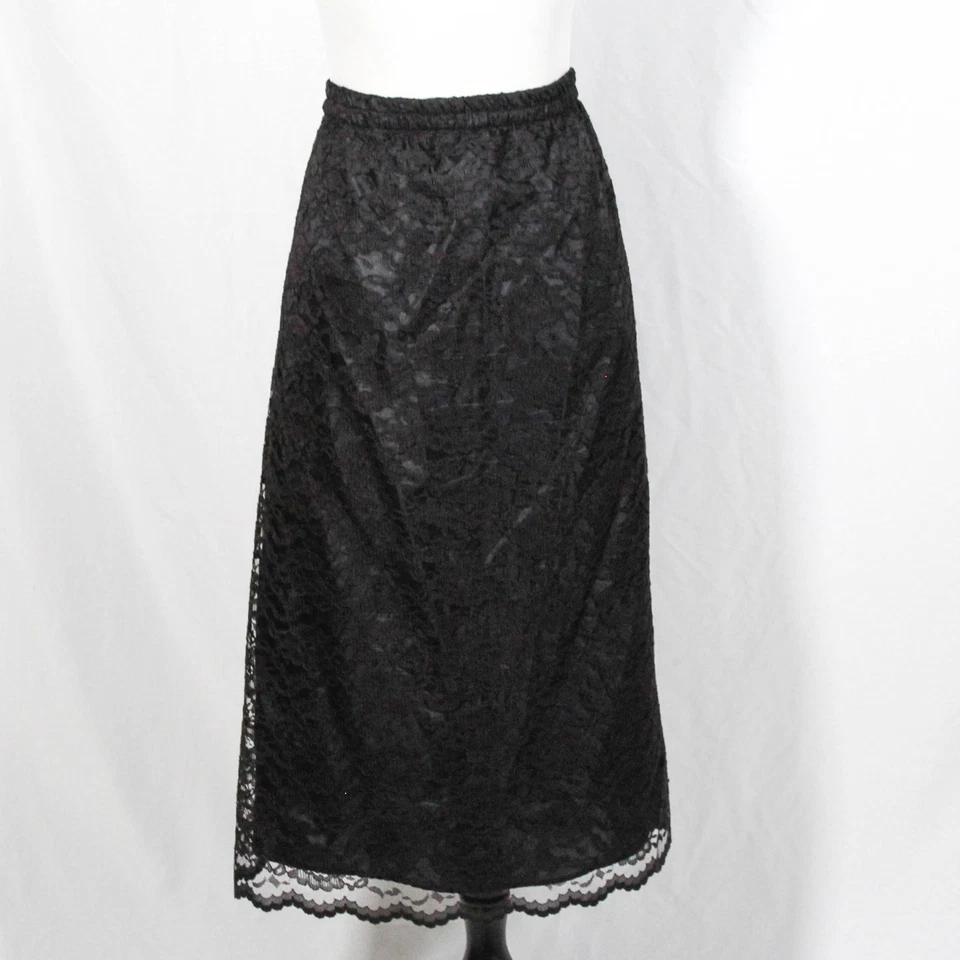 Vintage 80s 90s Black Lace Plus Size Skirt 18W by Chez California Corporate Goth - Image 2 of 4