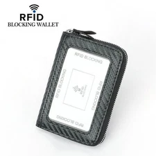 For Men Women Compact Rfid Blocking Zipper Card Holder Case Credit Card Wallet