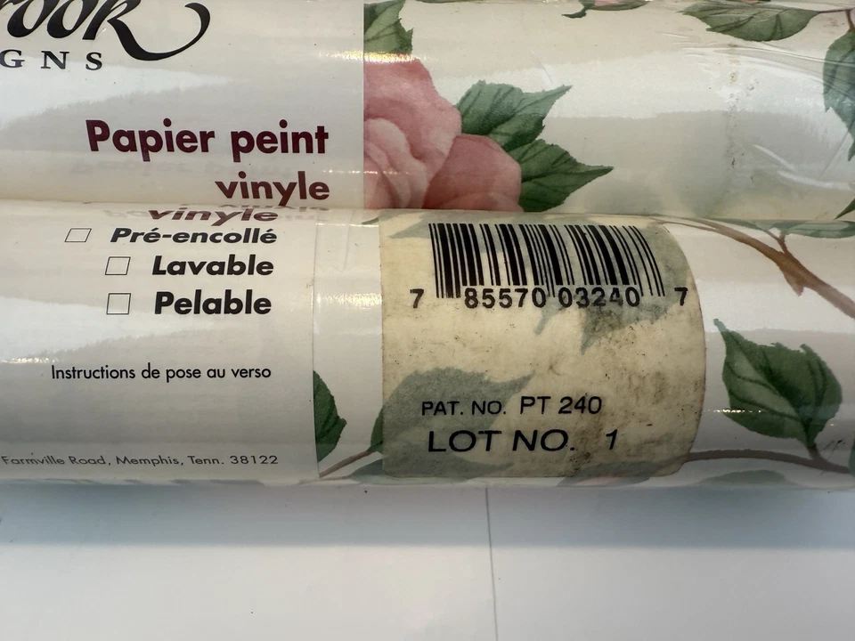 Vtg Seabrook Designs Wallpaper 7 Rolls 55.4 Sq. Ft Ea. Floral Pink Roses Pt 240 - Image 4 of 4