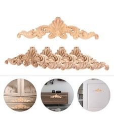 6Pcs Wood Applique Carved Flower Stickers Decorative for Furniture