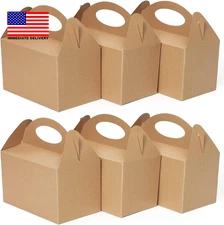 12 CT Kraft Candy Boxes with Handle, Gable Boxes 6-In DIY Favor Bags for Snack, 