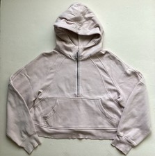 Lululemon Womens Scuba Half Zip Hoodie Hooded Pockets Light Pink M/L VGUC