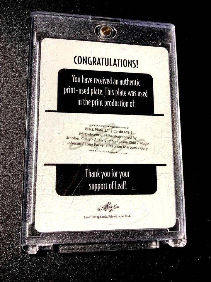Stephen Curry 1/1 2024 Hoja Magnífica Rara #1 Placa de Impresión 1 de 1 Magic Iverson Foto 2 de 4