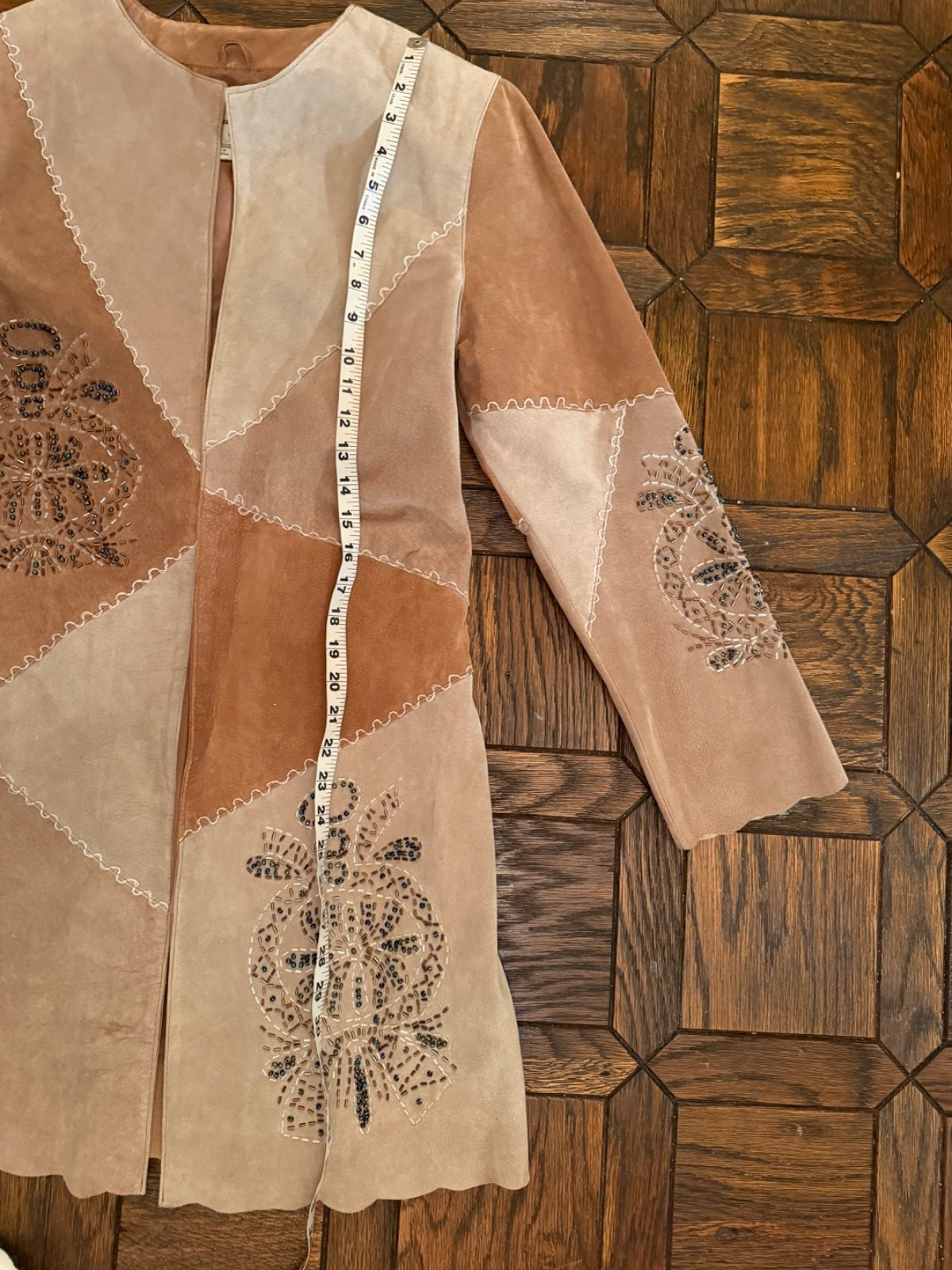 SCULLY SIZE MEDIUM Brown Suede Beading /Trim Stit… - image 9