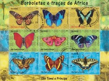 Timbres sur les Papillons - Feuillet de timbres du Saint Thomas - TBE
