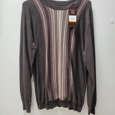 NEW Perry Ellis Cotton Sweater Brown Striped with Tags Men's Small