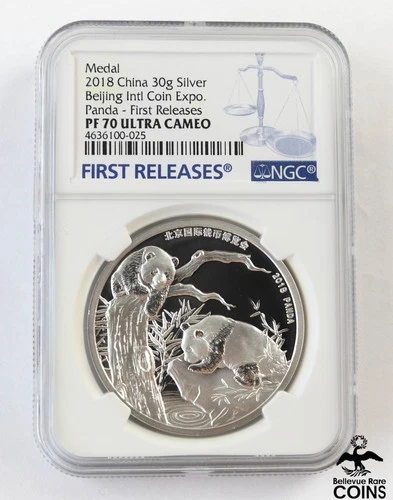 2018 China Beijing Int'l Coin Expo 30g Silver PANDA Medal NGC PF70 Ultra Cameo