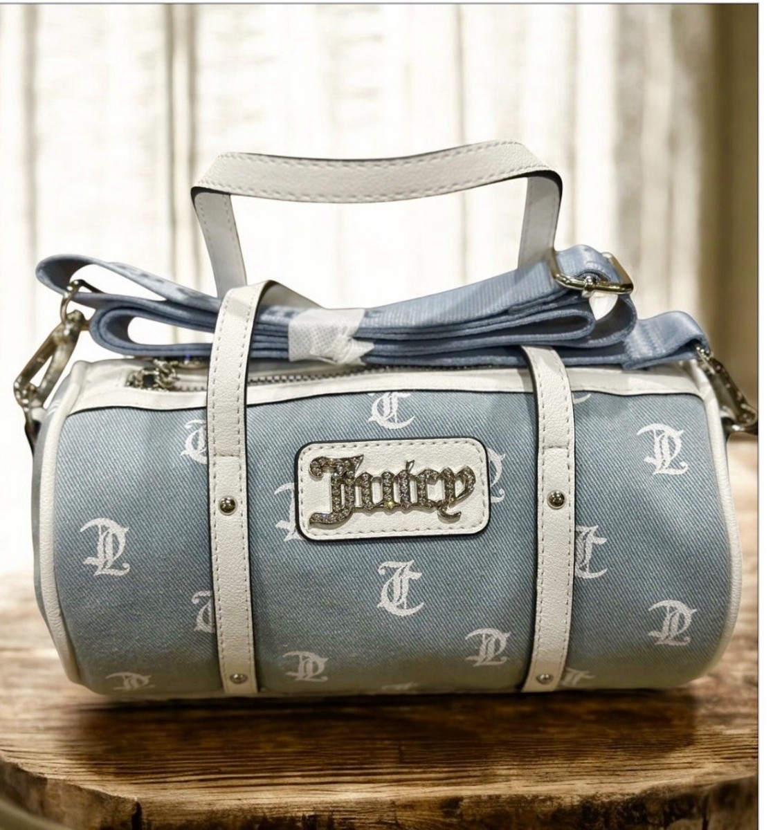 Juicy Couture Denim Logo Mini Barrel Bag | eBay