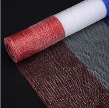 Patriotic Tri-Color Poly Deco Mesh Roll, 21  x 10 Yds, Metallic Red White Blue