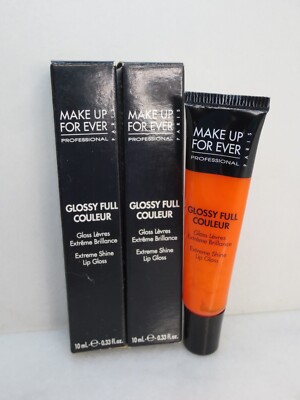 MAKE UP FOR EVER GLOSSY FULL COULEUR EXTREME SHINE LIP GLOSS 2 0.33 OZ LOT OF 2