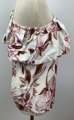 SHEIKE Mujer Descolorida Floral Marfil Volantes Blusa Top Talla 6 TOTALMENTE NUEVO Hombro Frío - Imagen 4 de 9