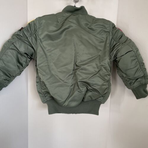 Alpha Industries Jacket Sage Green Youth Size 4T MA-1 Bomber Patches NEW - Picture 10 of 11
