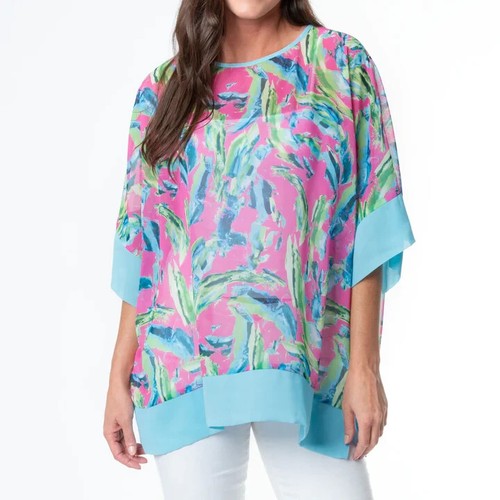 ELSIE & ZOEY LEXI BOHO BRUSHED SHEER ONE-SIZE PONCHO- SO COLORFUL AND CASUAL - Picture 3 of 6