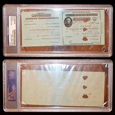 PSA President WILLIAM H. TAFT Signed Autographed Distillery Warehouse Stamp Cert