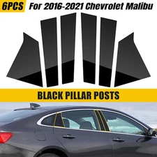 6X Door Trim Pillar Posts Black Cover Decorations For 2016-2021 Chevrolet Malibu