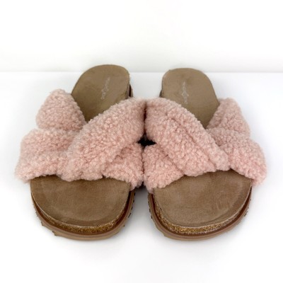 Treasure & Bond Women's Davina Faux Shearling Slides Sandals Pink Size 7