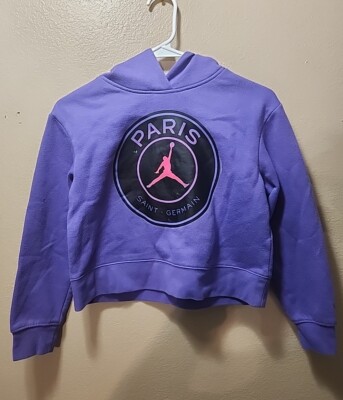 Nike Air Jordan Youth Paris Saint Germain Logo Pullover Hoodie Purple Med  10-12