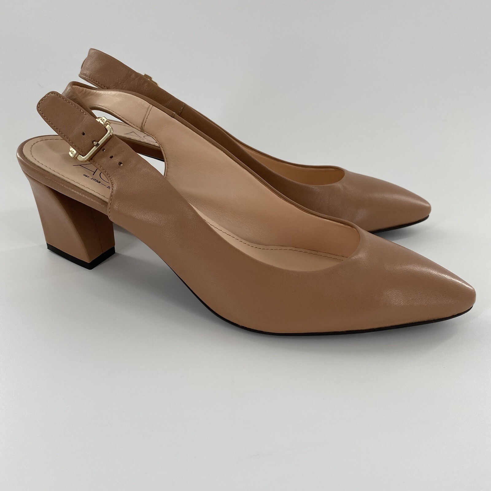 AGL Pump Heel Almond Toe Strappy Brown Block Heel Adjustable Size 41 EUR  Women | eBay