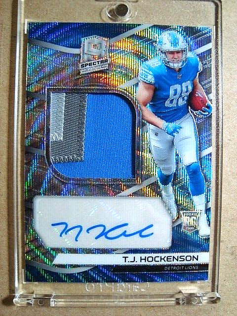 2019 T.J. Hockenson Spectra Silver Wave Prizm Rookie Autograph Patch RC /25 🔥🔥
