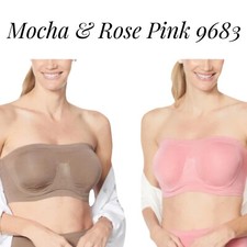 2 Pk Rhonda Shear Underwire Bandeau w/ Removable Pads 1X 9683 Mocha Pink 652-682