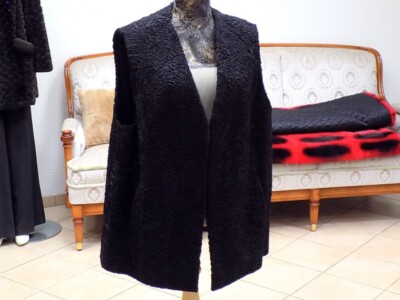 Echte Persianer Pelz Winter Weste Schwarz von Kürschnermeister Wolfram Nies -087
