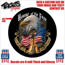 Home Of The Free Because Of The Brave V1 Printe & Laminated Window Decal Sticker