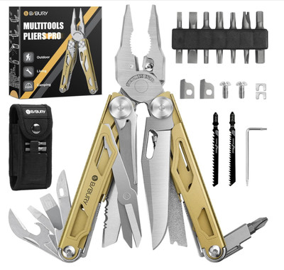BIBURY Multitool Pliers, 31-In-1 Stainless Steel Multi Tool with Replaceable Wir